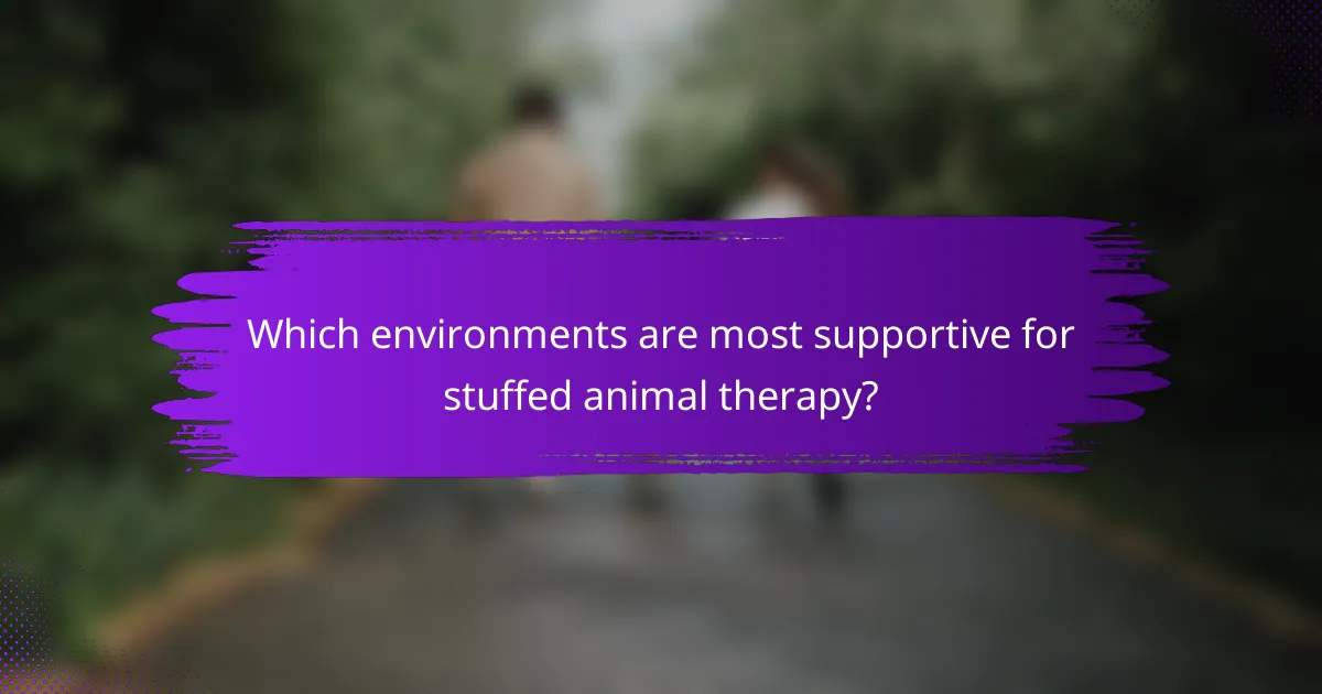 Which environments are most supportive for stuffed animal therapy?